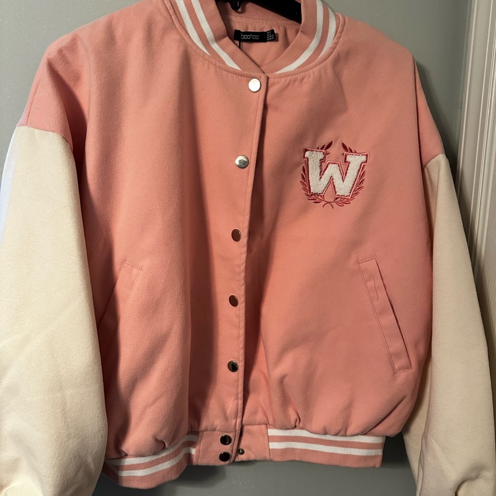 Pink & white bomber jacket